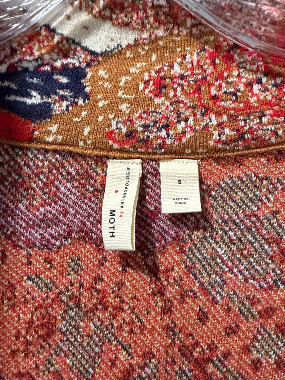 Anthropologie Moth Mustard Navy Red Paisley Cardigan - Picture 2 of 3